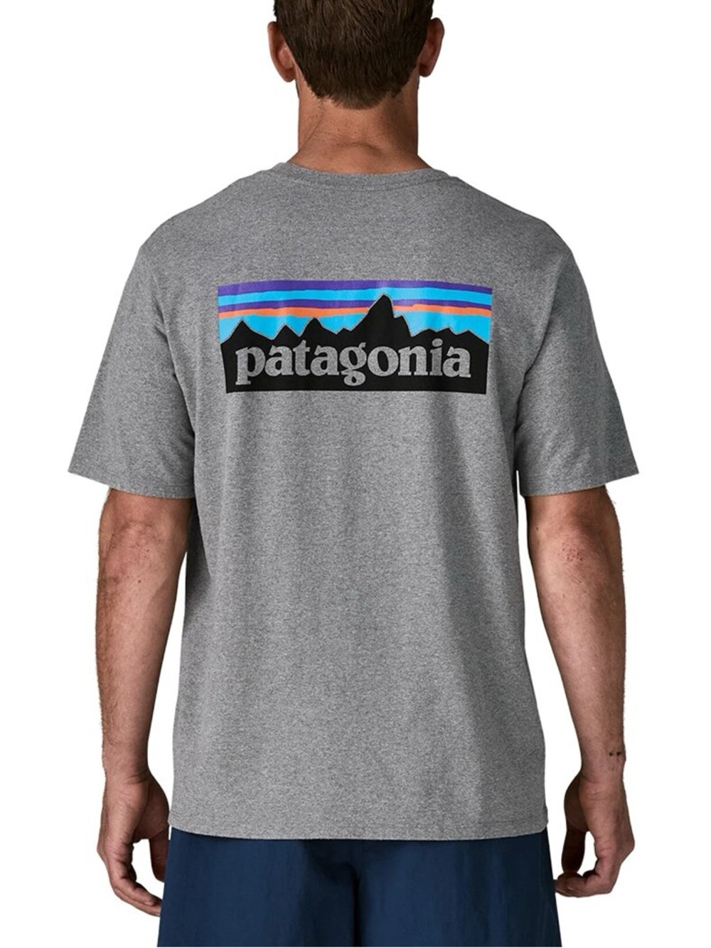 Patagonia Mens Responsibili-tee Gray Short Sleeve T-Shirt Spell Out Logo Large